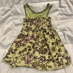 Vintage Sweet Heart Rose Toddler Green Purple Floral Dress- Size 2T